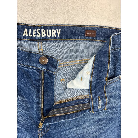 Alesbury Jeans Mens 35x30 Blue Denim Straight Fit Stretch Medium Wash - Picture 3 of 6